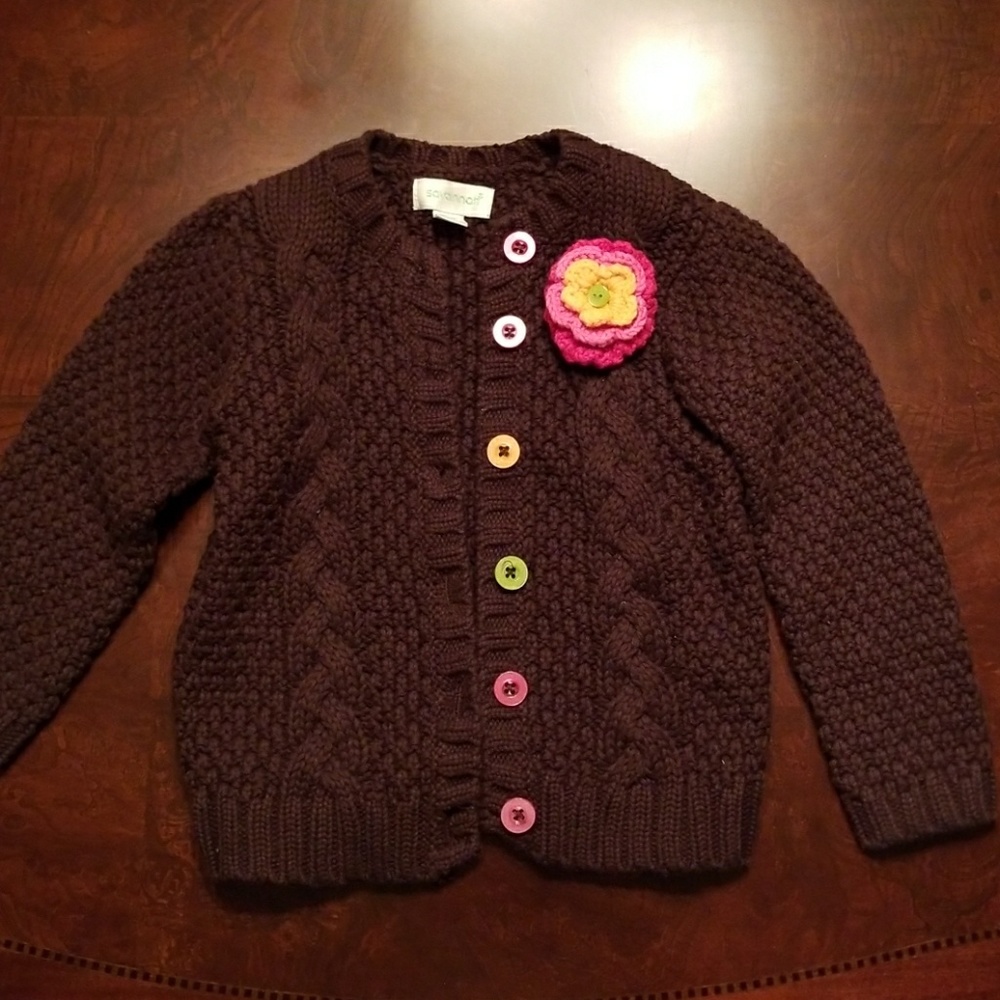 Girls size 24 months brown button up sweater